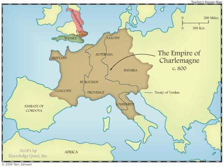 Peta Wilayah kekuasaan Charlemagne